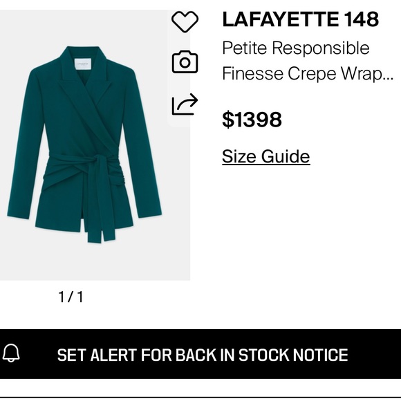 NWT Lafayette 148 New York Deep Ivy Wrap Blazer Quality Designer Retail $1398! - Picture 16 of 16